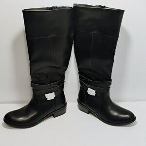 NEW SJB Womens Knee High Boots Size 6M Black Faux Leather St Johns Bay Douglas